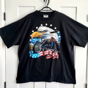 Rock, Eagle, American Flag, Motorcycle, Biker, T Shirt, Vintage, The Roxx, XXL‎